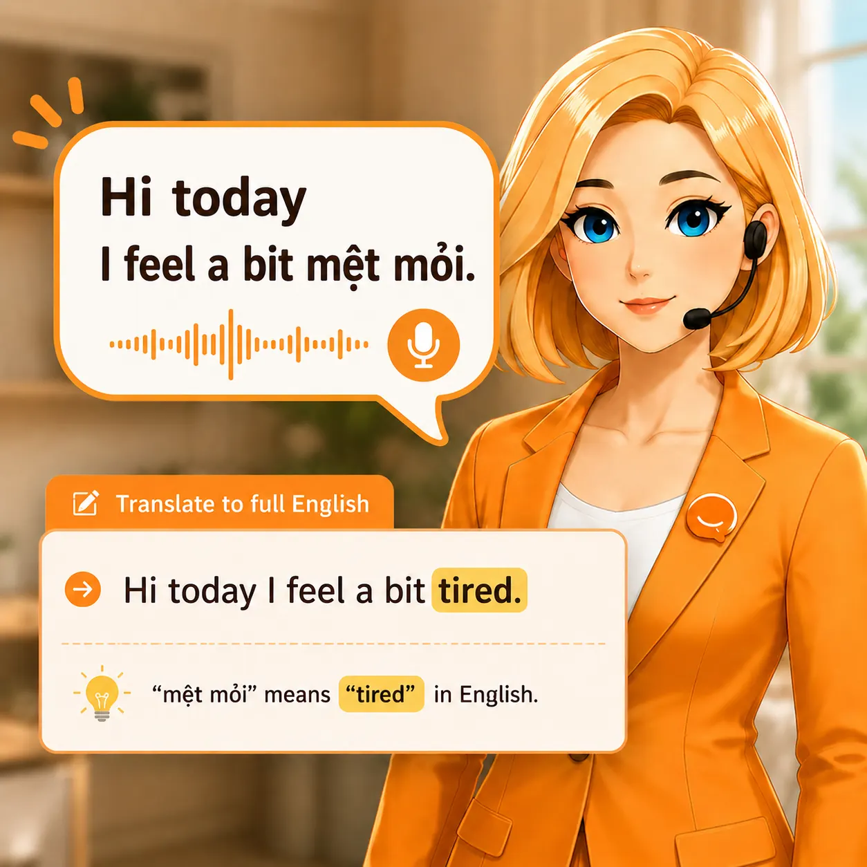 Chamate voice chat translating mixed-language speech into natural English