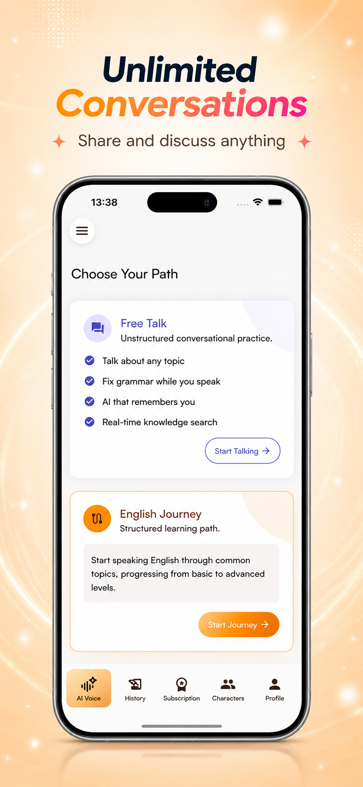 Chamate lesson view with speaking practice